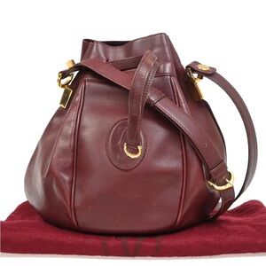 Must de Cartier Leather Bucket Bag – Burgundy Oxblood GHW W/Dustbag